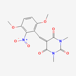 molecular formula C15H15N3O7 B2864264 5-[(3,6-Dimethoxy-2-nitrophenyl)methylidene]-1,3-dimethyl-1,3-diazinane-2,4,6-trione CAS No. 860612-27-7
