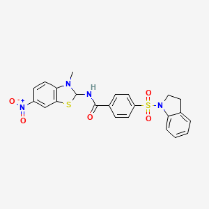 molecular formula C23H20N4O5S2 B2864279 4-(吲哚-1-磺酰基)-N-(3-甲基-6-硝基-2,3-二氢苯并[d]噻唑-2-基)苯甲酰胺 CAS No. 394228-30-9