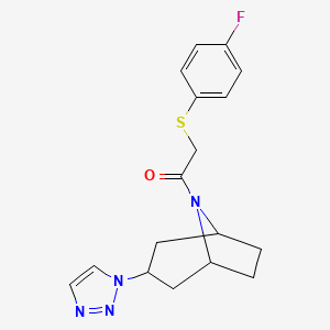 molecular formula C17H19FN4OS B2864303 2-[(4-氟苯基)硫代]-1-[3-(1H-1,2,3-三唑-1-基)-8-氮杂双环[3.2.1]辛-8-基]乙酮 CAS No. 2195952-42-0