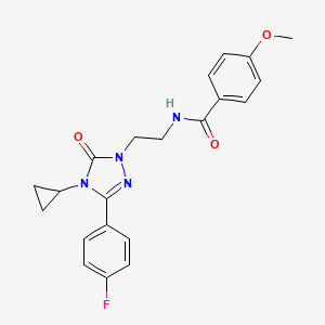 molecular formula C21H21FN4O3 B2864308 N-{2-[4-cyclopropyl-3-(4-fluorophenyl)-5-oxo-4,5-dihydro-1H-1,2,4-triazol-1-yl]ethyl}-4-methoxybenzamide CAS No. 2320899-98-5