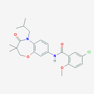 molecular formula C23H27ClN2O4 B2864319 5-氯-N-(5-异丁基-3,3-二甲基-4-氧代-2,3,4,5-四氢苯并[b][1,4]恶二杂环庚-8-基)-2-甲氧基苯甲酰胺 CAS No. 921810-00-6
