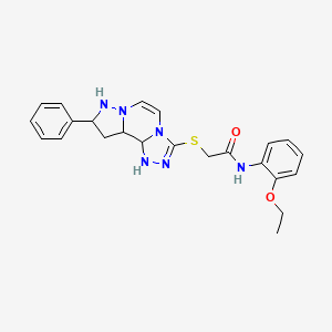 molecular formula C23H20N6O2S B2864324 N-(2-乙氧基苯基)-2-({11-苯基-3,4,6,9,10-五氮杂三环[7.3.0.0^{2,6}]十二-1(12),2,4,7,10-戊烯-5-基}硫代)乙酰胺 CAS No. 1207009-89-9