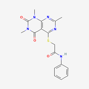 molecular formula C17H17N5O3S B2864329 N-苯基-2-((2,6,8-三甲基-5,7-二氧代-5,6,7,8-四氢嘧啶并[4,5-d]嘧啶-4-基)硫代)乙酰胺 CAS No. 852167-97-6
