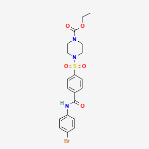 molecular formula C20H22BrN3O5S B2864334 Ethyl 4-[4-[(4-bromophenyl)carbamoyl]phenyl]sulfonylpiperazine-1-carboxylate CAS No. 399000-95-4