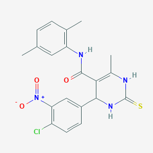 molecular formula C20H19ClN4O3S B2864342 4-(4-chloro-3-nitrophenyl)-N-(2,5-dimethylphenyl)-6-methyl-2-thioxo-1,2,3,4-tetrahydropyrimidine-5-carboxamide CAS No. 537680-61-8