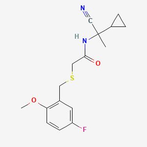 molecular formula C16H19FN2O2S B2864348 N-(1-cyano-1-cyclopropylethyl)-2-{[(5-fluoro-2-methoxyphenyl)methyl]sulfanyl}acetamide CAS No. 1355511-66-8