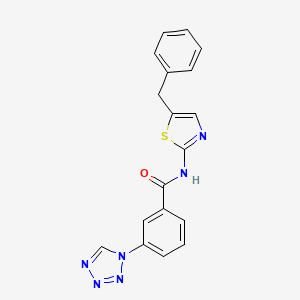molecular formula C18H14N6OS B2864349 N-(5-benzyl-1,3-thiazol-2-yl)-3-(1H-tetrazol-1-yl)benzamide CAS No. 915884-53-6