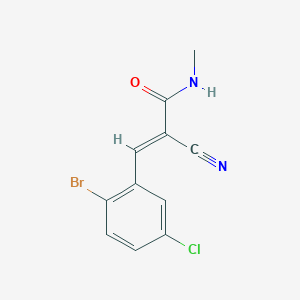 molecular formula C11H8BrClN2O B2864355 (E)-3-(2-溴-5-氯苯基)-2-氰基-N-甲基丙-2-烯酰胺 CAS No. 1436374-97-8