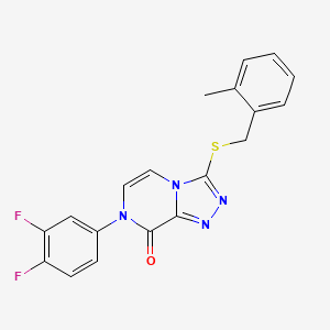 molecular formula C19H14F2N4OS B2864369 7-(3,4-二氟苯基)-3-[(2-甲基苄基)硫代][1,2,4]三唑并[4,3-a]吡嗪-8(7H)-酮 CAS No. 1242905-45-8
