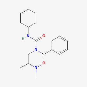 molecular formula C18H27N3O2 B2864371 N-环己基-2,3-二甲基-6-苯基-1,2,5-恶二嗪烷-5-甲酰胺 CAS No. 339098-67-8