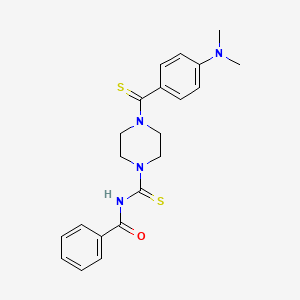 molecular formula C21H24N4OS2 B2864372 N-(4-(4-(二甲氨基)苯基碳硫代)哌嗪-1-碳硫代)苯甲酰胺 CAS No. 867136-04-7