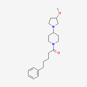molecular formula C21H32N2O2 B2864386 1-(4-(3-甲氧基吡咯烷-1-基)哌啶-1-基)-5-苯基戊انون CAS No. 2320213-29-2
