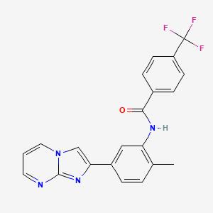 molecular formula C21H15F3N4O B2864396 N-(5-imidazo[1,2-a]pyrimidin-2-yl-2-methylphenyl)-4-(trifluoromethyl)benzamide CAS No. 862810-38-6