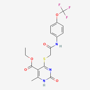 Ethyl 6-methyl-2-oxo-4-((2-oxo-2-((4-(trifluoromethoxy)phenyl)amino)ethyl)thio)-1,2-dihydropyrimidine-5-carboxylate