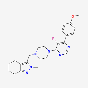 3-[[4-[5-Fluoro-6-(4-methoxyphenyl)pyrimidin-4-yl]piperazin-1-yl]methyl]-2-methyl-4,5,6,7-tetrahydroindazole