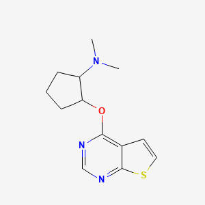 molecular formula C13H17N3OS B2864409 N,N-dimethyl-2-{thieno[2,3-d]pyrimidin-4-yloxy}cyclopentan-1-amine CAS No. 2200393-87-7