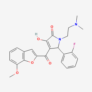 molecular formula C24H23FN2O5 B2864413 1-(2-(dimethylamino)ethyl)-5-(2-fluorophenyl)-3-hydroxy-4-(7-methoxybenzofuran-2-carbonyl)-1H-pyrrol-2(5H)-one CAS No. 623540-21-6