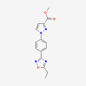 molecular formula C15H14N4O3 B2864415 1-[4-(5-乙基-1,2,4-恶二唑-3-基)苯基]-1H-吡唑-3-甲酸甲酯 CAS No. 1707586-20-6