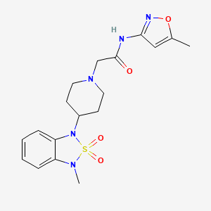 molecular formula C18H23N5O4S B2864420 2-(4-(3-甲基-2,2-二氧化苯并[c][1,2,5]噻二唑-1(3H)-基)哌啶-1-基)-N-(5-甲基异恶唑-3-基)乙酰胺 CAS No. 2034608-76-7