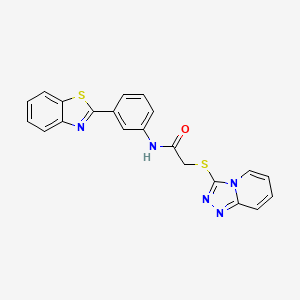 molecular formula C21H15N5OS2 B2864423 N-[3-(1,3-苯并噻唑-2-基)苯基]-2-([1,2,4]三唑并[4,3-a]吡啶-3-硫基)乙酰胺 CAS No. 671198-95-1