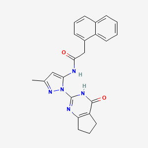 molecular formula C23H21N5O2 B2864427 N-(3-methyl-1-(4-oxo-4,5,6,7-tetrahydro-3H-cyclopenta[d]pyrimidin-2-yl)-1H-pyrazol-5-yl)-2-(naphthalen-1-yl)acetamide CAS No. 1002482-77-0