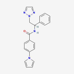 molecular formula C21H19N5O B2864428 N-(1-苯基-2-(2H-1,2,3-三唑-2-基)乙基)-4-(1H-吡咯-1-基)苯甲酰胺 CAS No. 2034548-30-4