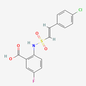 molecular formula C15H11ClFNO4S B2864431 2-[[(E)-2-(4-氯苯基)乙烯基]磺酰氨基]-5-氟苯甲酸 CAS No. 1118800-29-5
