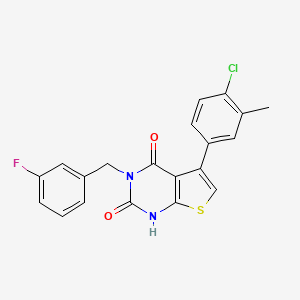 molecular formula C20H14ClFN2O2S B2864436 5-(4-Chloro-3-methylphenyl)-3-[(3-fluorophenyl)methyl]-1H-thieno[2,3-d]pyrimidine-2,4-dione CAS No. 2334522-94-8