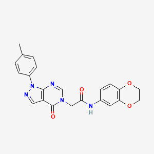 molecular formula C22H19N5O4 B2864449 N-(2,3-二氢-1,4-苯并二氧杂环-6-基)-2-[1-(4-甲基苯基)-4-氧代吡唑并[3,4-d]嘧啶-5-基]乙酰胺 CAS No. 841212-13-3