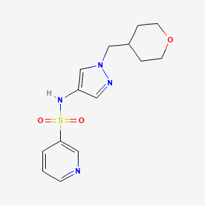 molecular formula C14H18N4O3S B2864451 N-(1-((tetrahydro-2H-pyran-4-yl)methyl)-1H-pyrazol-4-yl)pyridine-3-sulfonamide CAS No. 1705976-83-5