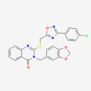 3-(benzo[d][1,3]dioxol-5-ylmethyl)-2-(((3-(4-chlorophenyl)-1,2,4-oxadiazol-5-yl)methyl)thio)quinazolin-4(3H)-one
