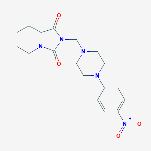 molecular formula C18H23N5O4 B286448 2-[(4-{4-nitrophenyl}-1-piperazinyl)methyl]tetrahydroimidazo[1,5-a]pyridine-1,3(2H,5H)-dione 