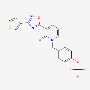 molecular formula C19H12F3N3O3S B2864489 3-[3-(3-thienyl)-1,2,4-oxadiazol-5-yl]-1-[4-(trifluoromethoxy)benzyl]pyridin-2(1H)-one CAS No. 1396848-37-5