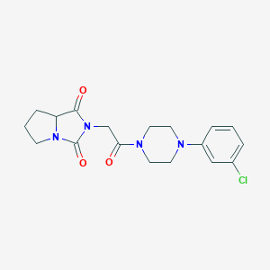 molecular formula C18H21ClN4O3 B286449 2-{2-[4-(3-chlorophenyl)-1-piperazinyl]-2-oxoethyl}tetrahydro-1H-pyrrolo[1,2-c]imidazole-1,3(2H)-dione 