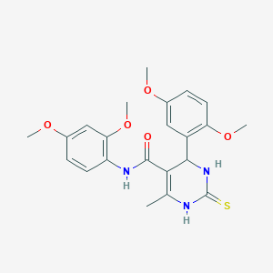 molecular formula C22H25N3O5S B2864490 N-(2,4-dimethoxyphenyl)-4-(2,5-dimethoxyphenyl)-6-methyl-2-thioxo-1,2,3,4-tetrahydropyrimidine-5-carboxamide CAS No. 431918-99-9