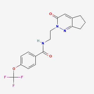 molecular formula C17H16F3N3O3 B2864499 N-(2-(3-oxo-3,5,6,7-tetrahydro-2H-cyclopenta[c]pyridazin-2-yl)ethyl)-4-(trifluoromethoxy)benzamide CAS No. 2097858-60-9