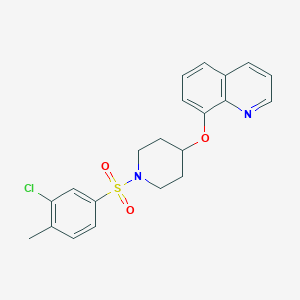 molecular formula C21H21ClN2O3S B2864502 8-((1-((3-Chloro-4-methylphenyl)sulfonyl)piperidin-4-yl)oxy)quinoline CAS No. 1903228-64-7