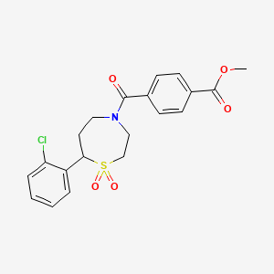 molecular formula C20H20ClNO5S B2864504 Methyl 4-(7-(2-chlorophenyl)-1,1-dioxido-1,4-thiazepane-4-carbonyl)benzoate CAS No. 2034330-05-5