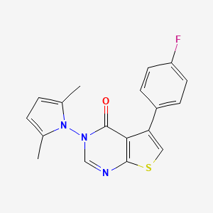molecular formula C18H14FN3OS B2864506 3-(2,5-dimethyl-1H-pyrrol-1-yl)-5-(4-fluorophenyl)thieno[2,3-d]pyrimidin-4(3H)-one CAS No. 314244-59-2