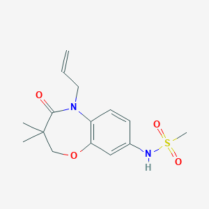 molecular formula C15H20N2O4S B2864542 N-(5-烯丙基-3,3-二甲基-4-氧代-2,3,4,5-四氢苯并[b][1,4]恶杂环-8-基)甲磺酰胺 CAS No. 922048-78-0