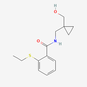 molecular formula C14H19NO2S B2864545 2-(乙硫代)-N-((1-(羟甲基)环丙基)甲基)苯甲酰胺 CAS No. 1251653-64-1