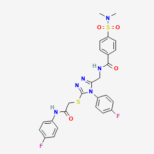 molecular formula C26H24F2N6O4S2 B2864549 4-(N,N-dimethylsulfamoyl)-N-((4-(4-fluorophenyl)-5-((2-((4-fluorophenyl)amino)-2-oxoethyl)thio)-4H-1,2,4-triazol-3-yl)methyl)benzamide CAS No. 310427-26-0