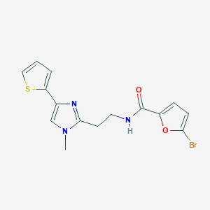 molecular formula C15H14BrN3O2S B2864557 5-bromo-N-(2-(1-methyl-4-(thiophen-2-yl)-1H-imidazol-2-yl)ethyl)furan-2-carboxamide CAS No. 1396864-07-5