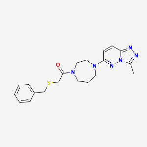 molecular formula C20H24N6OS B2864561 2-Benzylsulfanyl-1-[4-(3-methyl-[1,2,4]triazolo[4,3-b]pyridazin-6-yl)-1,4-diazepan-1-yl]ethanone CAS No. 2320209-74-1
