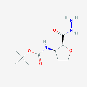 molecular formula C10H19N3O4 B2864566 Tert-butyl N-[(2S,3R)-2-(hydrazinecarbonyl)oxolan-3-yl]carbamate CAS No. 2209078-37-3