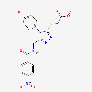 molecular formula C19H16FN5O5S B2864568 methyl 2-((4-(4-fluorophenyl)-5-((4-nitrobenzamido)methyl)-4H-1,2,4-triazol-3-yl)thio)acetate CAS No. 689750-10-5