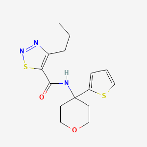 molecular formula C15H19N3O2S2 B2864575 4-propyl-N-(4-(thiophen-2-yl)tetrahydro-2H-pyran-4-yl)-1,2,3-thiadiazole-5-carboxamide CAS No. 2034507-47-4