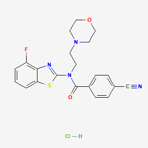 molecular formula C21H20ClFN4O2S B2864578 4-氰基-N-(4-氟苯并[d]噻唑-2-基)-N-(2-吗啉乙基)苯甲酰胺盐酸盐 CAS No. 1216694-04-0