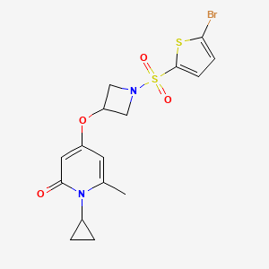 molecular formula C16H17BrN2O4S2 B2864593 4-((1-((5-bromothiophen-2-yl)sulfonyl)azetidin-3-yl)oxy)-1-cyclopropyl-6-methylpyridin-2(1H)-one CAS No. 2034388-67-3