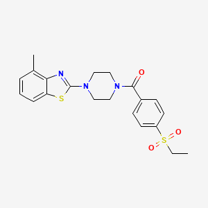 molecular formula C21H23N3O3S2 B2864601 (4-(Ethylsulfonyl)phenyl)(4-(4-methylbenzo[d]thiazol-2-yl)piperazin-1-yl)methanone CAS No. 886924-62-5